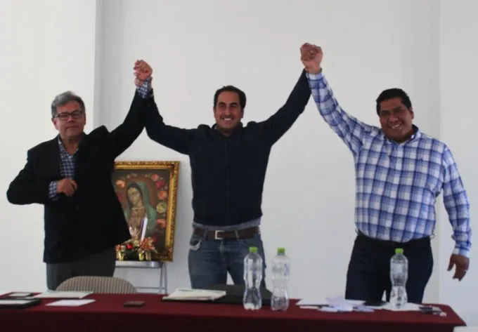 Relección de José Huerta frente al consejo General de la Central de Abasto Puebla/ Foto: Twitter @Eduardorivera01
