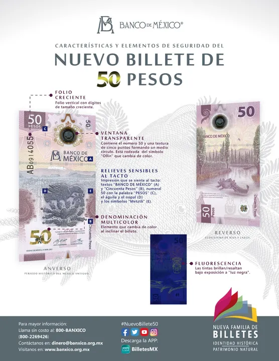 Nuevo billete 50 pesos
