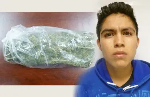 Policías estatales preventivos aseguran a persona con marihuana