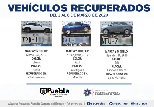 Autoridades municipales de Puebla, remitieron 19 vehículos ante el agente del ministerio público