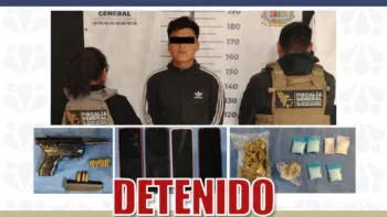 Detienen en Puebla a hombre armado con droga y cartuchos; FGE investiga su posible red delictiva