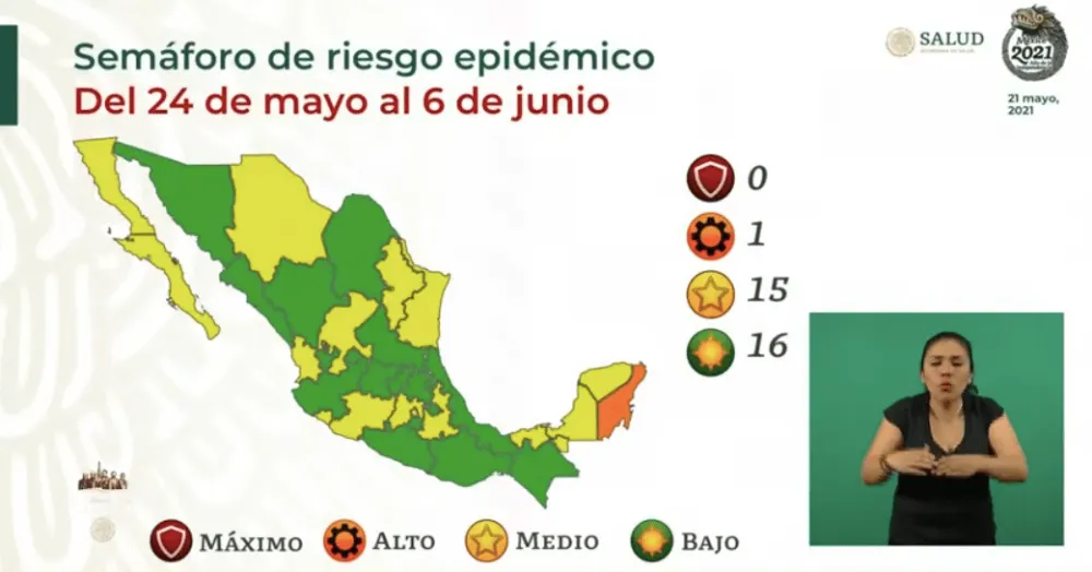 La mitad del país está en semáforo verde por covid-19; sólo QRoo está en naranja