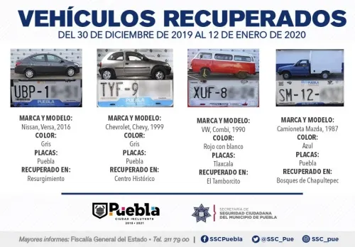 Remitió SSC de Puebla nueve vehículos ante el agente del Ministerio Público