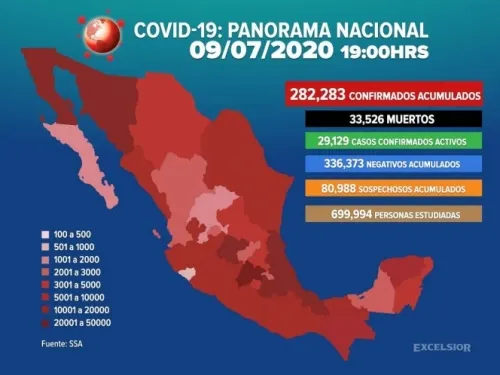 Suman 282,283 los casos positivos de covid-19 en México
