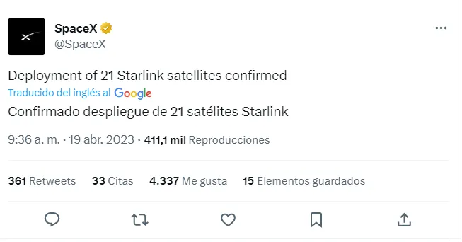 SpaceX tweet