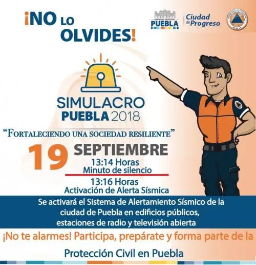 ¡Tómalo en cuenta! Ayuntamiento de Puebla realizará mañana simulacro de sismo