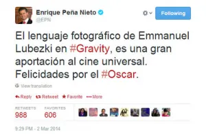 Felicita Peña a Lubezki y a Nyong’o por Oscar