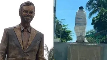 Vandalizan estatua de Eugenio Derbez inaugurada en Acapulco