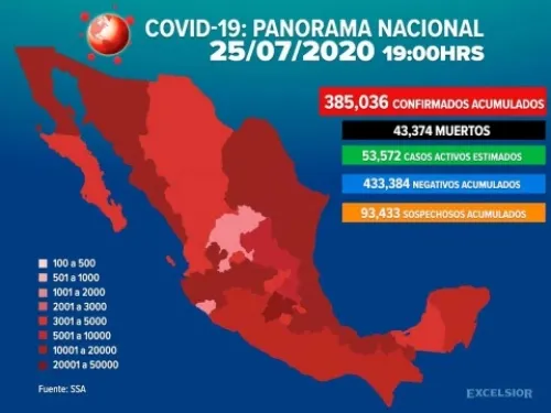 México supera los 380 mil casos de coronavirus