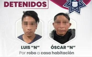 SSC detiene a dos hombres por su presunta participación en robo a casa habitación en la ciudad de Puebla