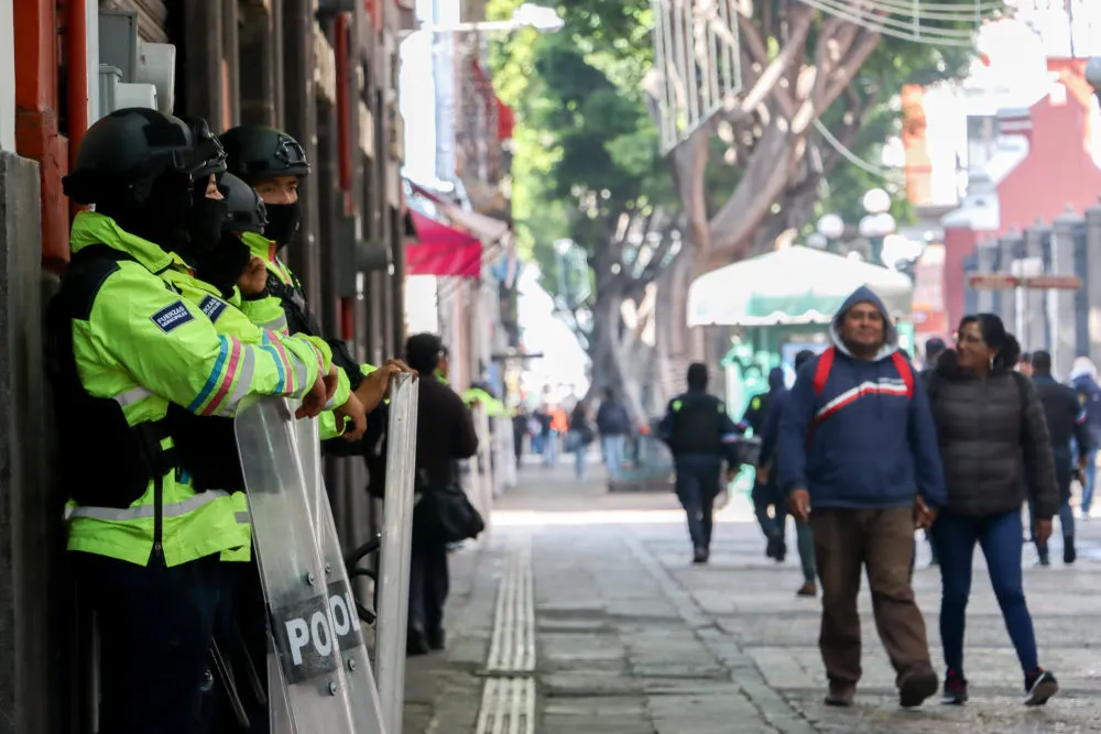 Operativo en el Centro Histórico de Puebla