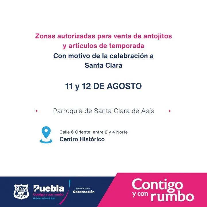 Por festejos a “Santa Clara”, ayuntamiento permitirá venta de antojitos y artículos religiosos en la 6 oriente