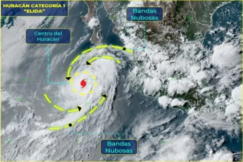 Elida se intensifica a huracán categoría 1