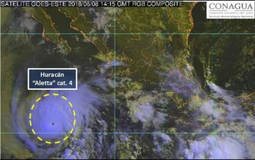 Huracán “Aletta” se intensifica a categoría 4