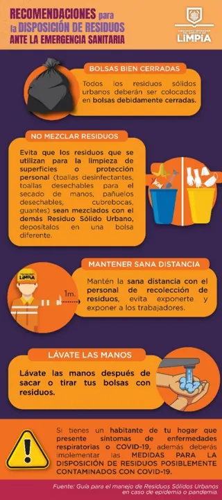 Emiten recomendaciones para la disposición de residuos durante contingencia sanitaria