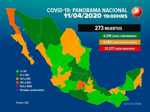 Incrementa a 273 la cifra de muertos por Covid-19 en México
