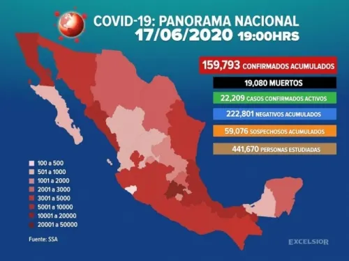 Suman 159,793 los casos positivos de covid-19 en México